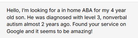 Inbound lead message that found the client on Google